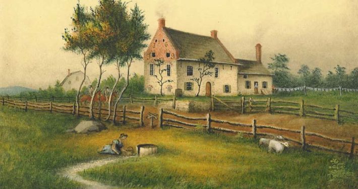 Painting of the Vechte-Cortelyou House known today as the Old Stone House