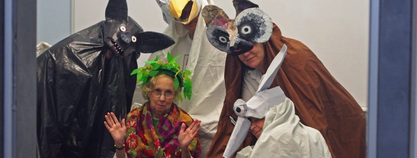 Puppeteer performers dressed as animals